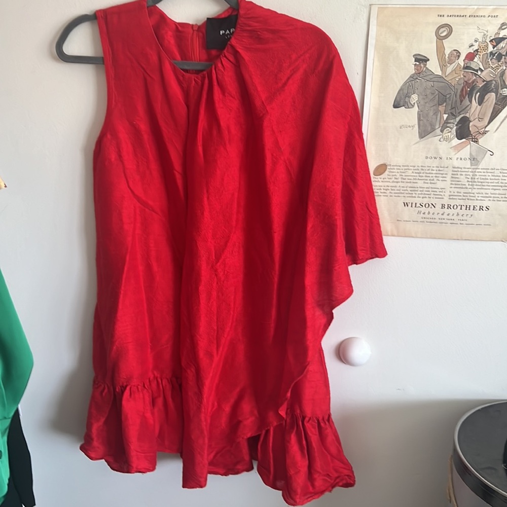 Red Designer Paper London Mini Dress Blouse with Wing